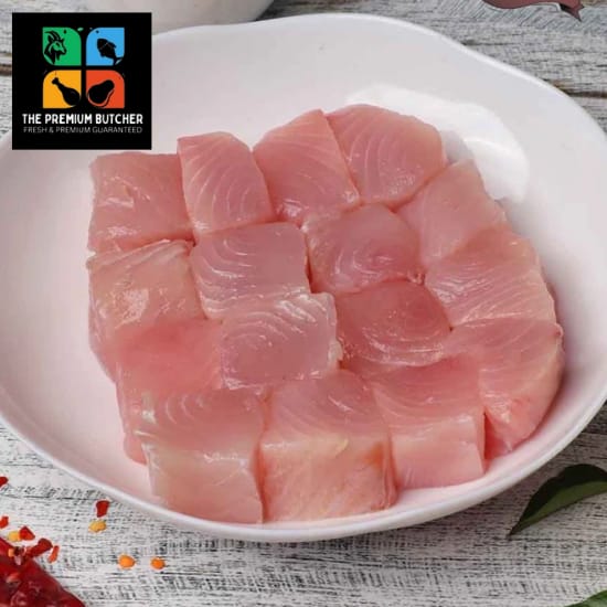 King Fish  Seer Fish  Surmai  Neymeen Portion Cleaned Skin Out Cube Medium